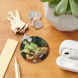 Oude liefde en romantiek; romantische grootouders sleutelhanger