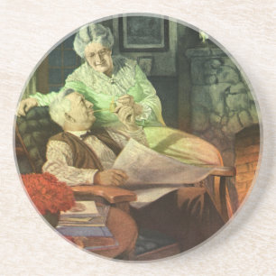 Oude liefde en romantiek; romantische grootouders zandsteen onderzetter