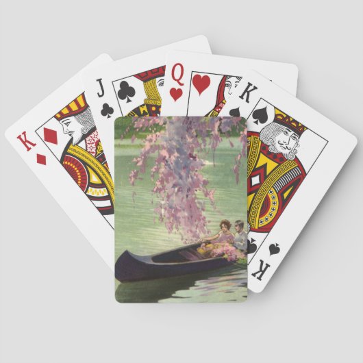 Oude liefde en romantiek, romantische kano-vaartoc pokerkaarten (Achterkant)