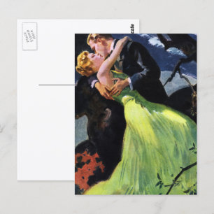 Oude liefde en romantiek, romantische kus briefkaart