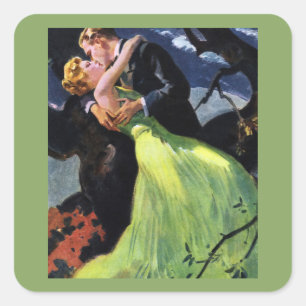 Oude liefde en romantiek, romantische kus vierkante sticker