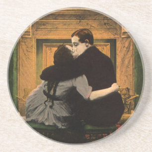 Oude liefde en romantiek, romantische open haard k zandsteen onderzetter