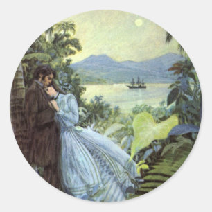 Oude liefde en romantiek, romantische tropische ki ronde sticker
