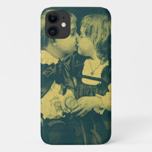Oude liefdes- en romantische foto, kinderen kussen iPhone 11 hoesje