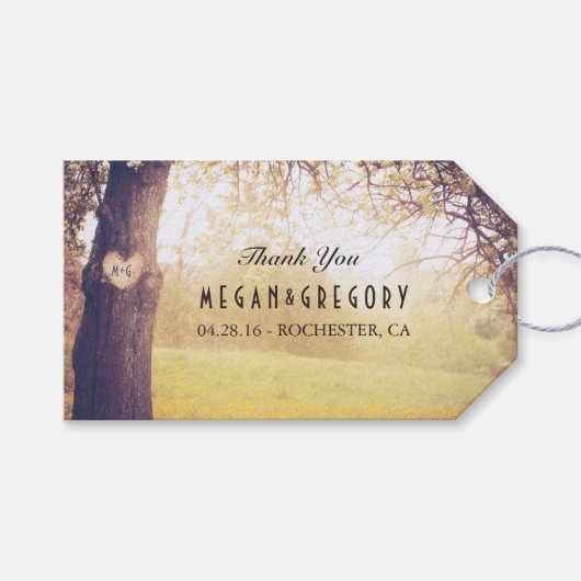 Oude Liefdesboom Rustieke bruiloft Dank u Cadeaulabel (Voorkant (Horizontaal))