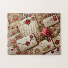 Oude liefdesbrieven Romantische collage Legpuzzel