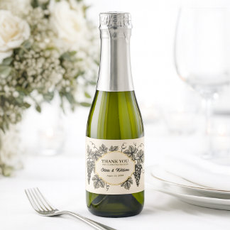 Oude lijst met druiven, bladeren sparkling wijnetiket