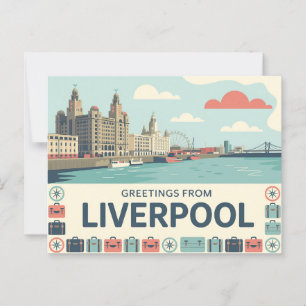 Oude Liverpool-prentbriefkaart   Groeten uit Briefkaart