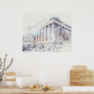 Oude Locaties Parthenon Athene Griekenland Muur St Poster