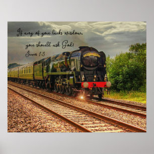 Oude Locomotief Platteland Wijsheid Foto Afdruk Poster