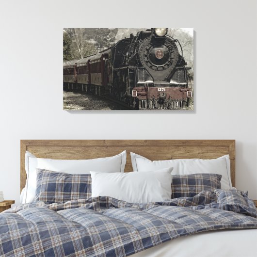Oude locomotiefstoommotor canvas afdruk (Insitu (Slaapkamer))