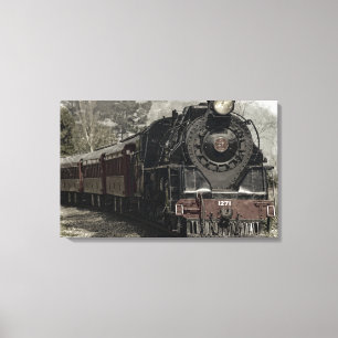Oude locomotiefstoommotor canvas afdruk