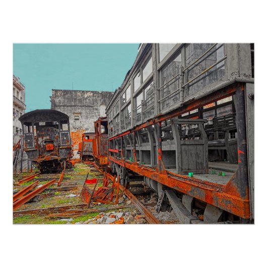 Oude locomotieven en treinstellen perfect poster (Voorkant)