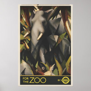 Oude Londense Dierentuin Olifant Reisposter Print