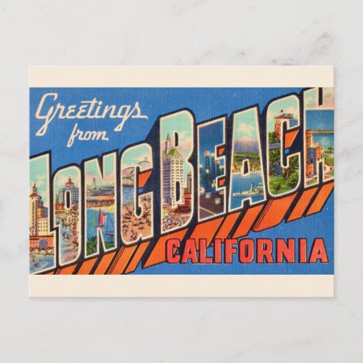 Oude Long Beach CA Briefkaart (Voorkant)