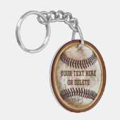 Oude  look Baseball Keychains PERSONALISEERD Sleutelhanger (Voorkant Links)