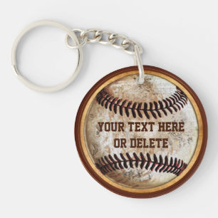 Oude  look Baseball Keychains PERSONALISEERD Sleutelhanger
