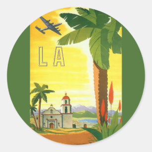 Oude Los Angeles, Californië missie met palmboom Ronde Sticker