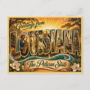 Oude Louisiana Groet Vanansichtkaart Briefkaart