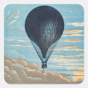 Oude Luchtballon Hemel Kinderkamer Kunst Vierkante Sticker