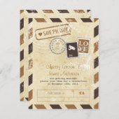 Oude Luchtpost Uitnodigingskaart Save The Date (Voorkant / Achterkant)