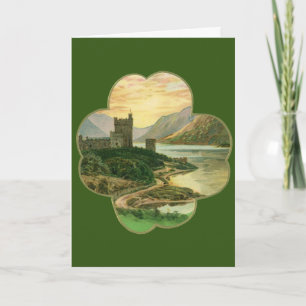 Oude Lucky Gold Shamrock met een Iers Kasteel Kaart
