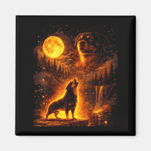 Oude maanlicht hond grappige rottweiler huilend bi magneet