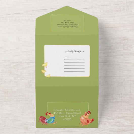 Oude MacDonald Boerderij kinderen Birthday All In One Uitnodiging (Buitenkant)