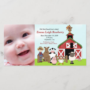 Oude MacDonald Farm 8x4 Foto Geboorteaankondiging Aankondiging