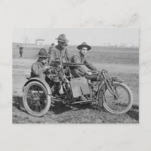 Oude machine pistool motorfiets  foto briefkaart