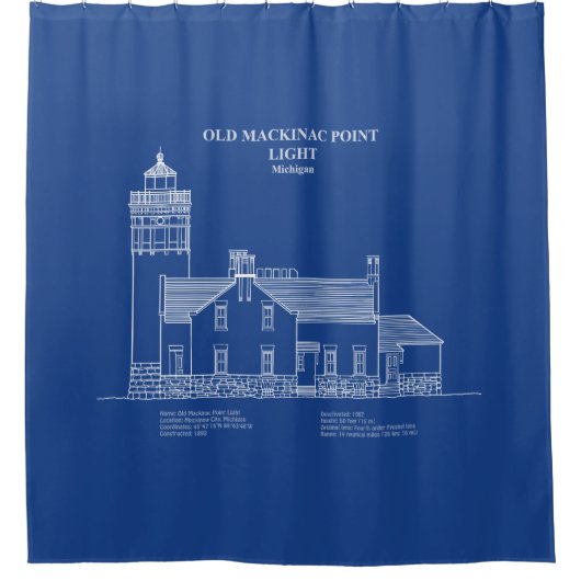 Oude Mackinac Point Light - Michigan - AD Douchegordijn (Voorkant)