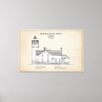 Oude Mackinac Point Light - Michigan - SBD Canvas Afdruk