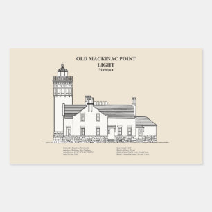 Oude Mackinac Point Light - Michigan - SBD Rechthoekige Sticker