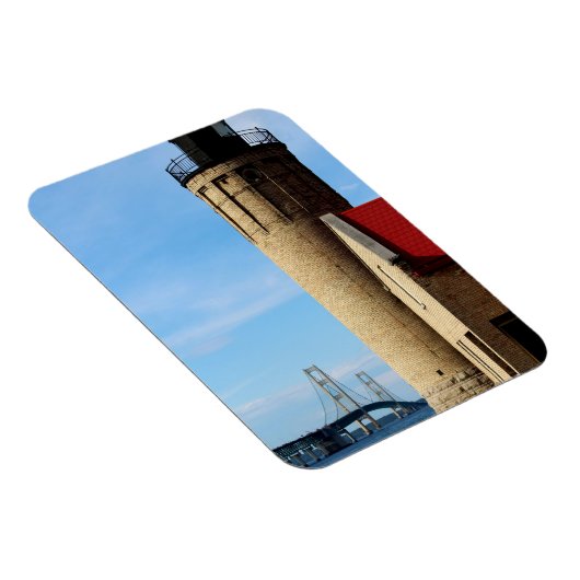 Oude Mackinac Point Vuurtoren en Mackinac Bridge Magneet (Rechterzijde)