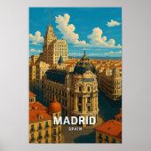 Oude Madrid Spanje Reisposter Poster (Voorkant)