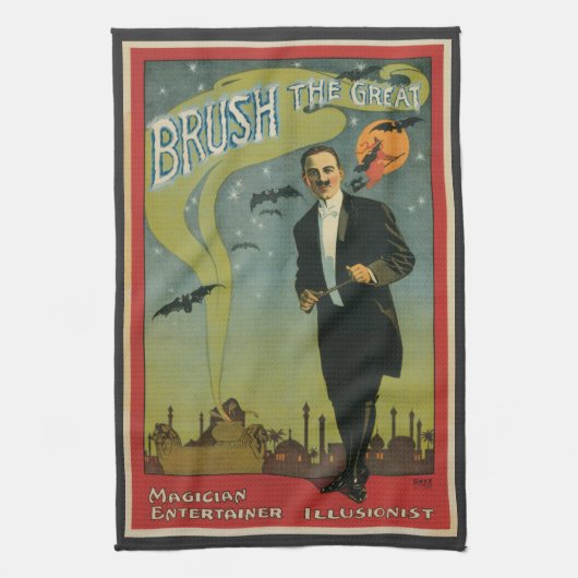 Oude Magie Poster, Brush de Grote Magiër Theedoek (Verticaal)