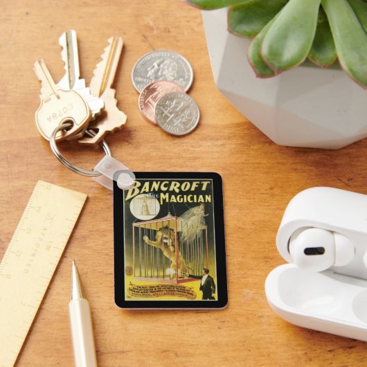 Oude Magie Poster, Goochelaar Bancroft en Leeuw Sleutelhanger (Bureau)