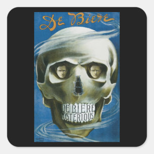 Oude Magische Poster, De Biere de Mysterieuze Vierkante Sticker
