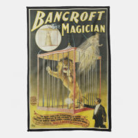 Oude magische poster, goochelaar Bancroft en Leeuw