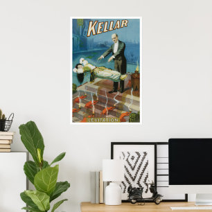 Oude magische poster, goochelaar Harry Kellar Poster