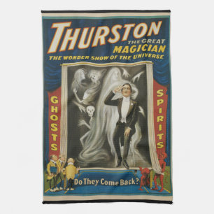 Oude Magische Poster, Thurston, De Grote Magiër Theedoek