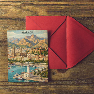 Oude Malaga Spanje Reis Kunstwerk Briefkaart