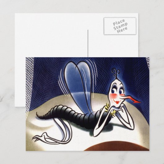 Oude Malaria Muggen Dame Briefkaart (Voorkant / Achterkant)