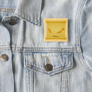 Oude Maleisische landkaartrol Oude Wereld Reis Vierkante Button 5,1 Cm