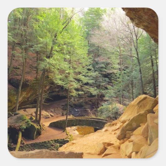 Oude Man Cave Vierkante Sticker (Voorkant)