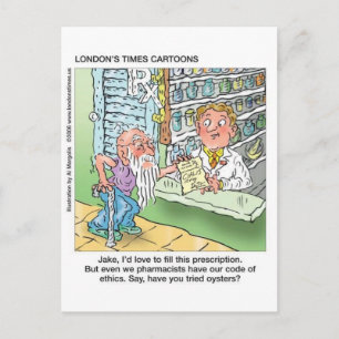 Oude Man & De Apotheek Grappige Offbeat Cartoon Ca Briefkaart