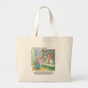 Oude Man & De Apotheek Grappige Offbeat Cartoon Ca Grote Tote Bag