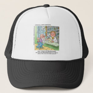 Oude Man & De Apotheek Grappige Offbeat Cartoon Ca Trucker Pet