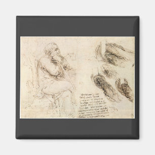 Oude man en waterschets van Leonardo da Vinci Magneet
