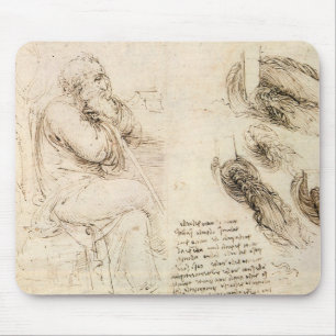 Oude man en waterschets van Leonardo da Vinci Muismat